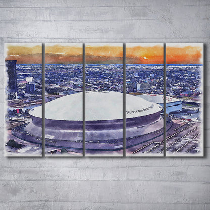 Caesars Superdome, New Orleans Saints Watercolor, Sport Art, Extra Large Canvas Print Wall Art