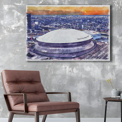 Caesars Superdome, New Orleans Saints Watercolor, Sport Art, Gifts for him, Canvas Print Wall Art