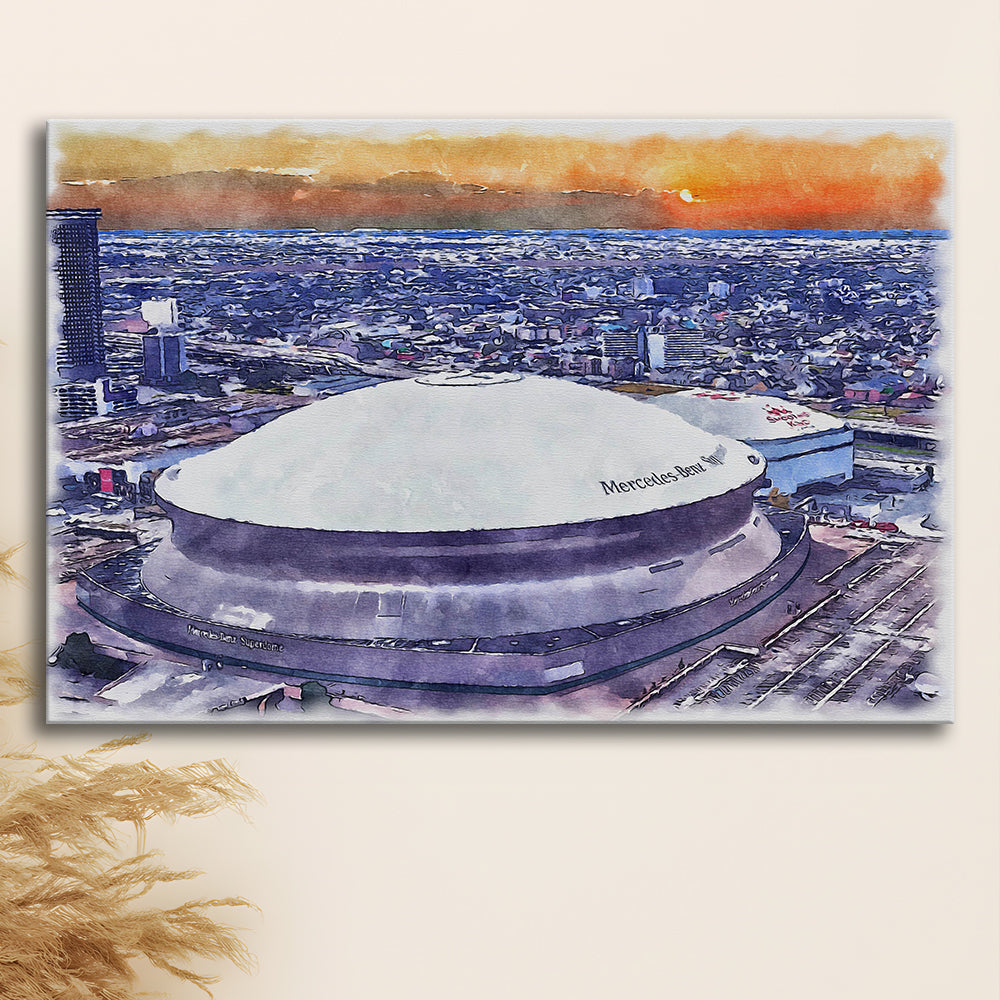 Caesars Superdome, New Orleans Saints Watercolor, Sport Art, Gifts for him, Canvas Print Wall Art