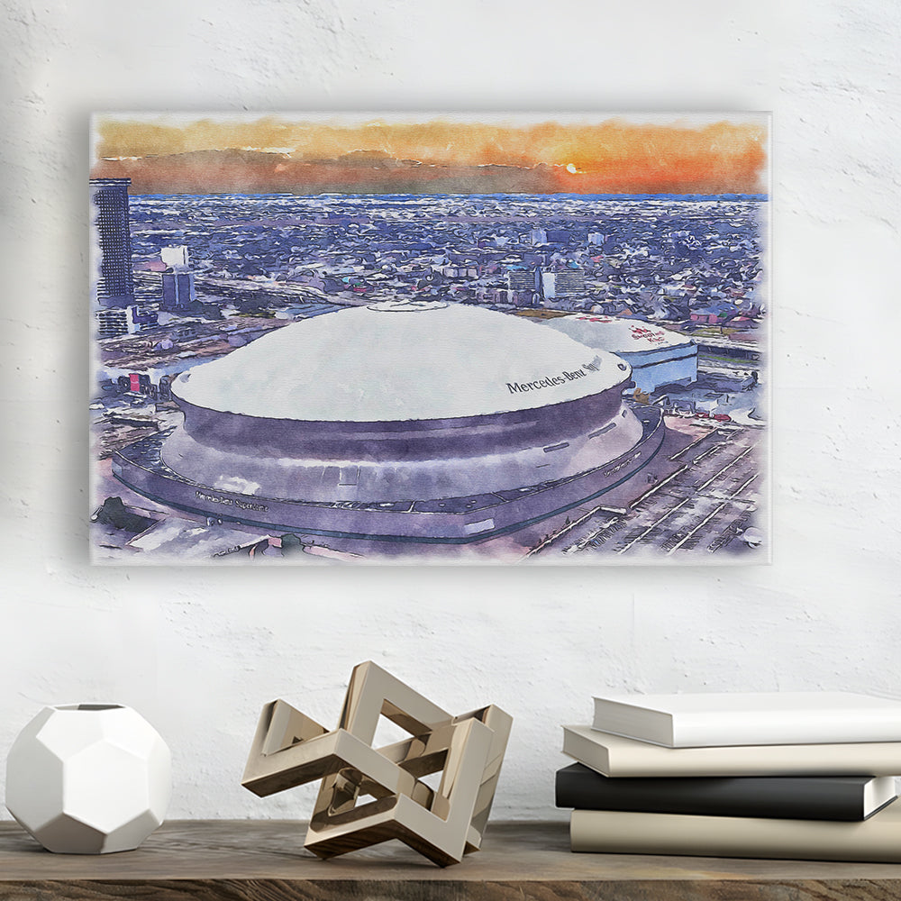 Caesars Superdome, New Orleans Saints Watercolor, Sport Art, Gifts for him, Canvas Print Wall Art