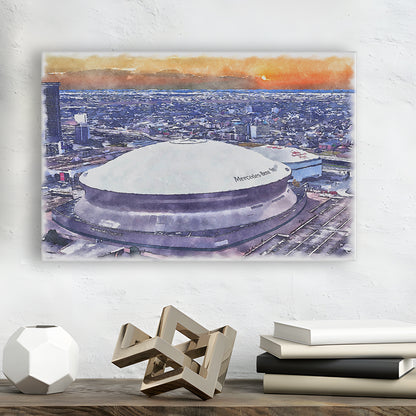 Caesars Superdome, New Orleans Saints Watercolor, Sport Art, Gifts for him, Canvas Print Wall Art