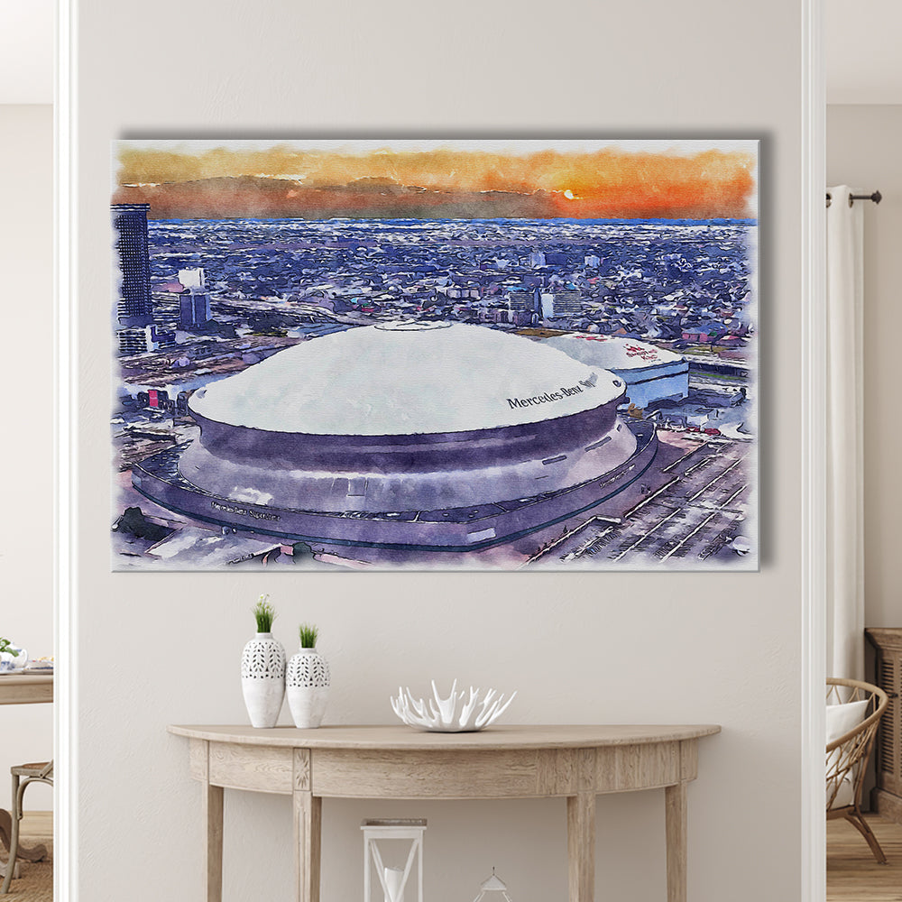 Caesars Superdome, New Orleans Saints Watercolor, Sport Art, Gifts for him, Canvas Print Wall Art