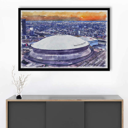 Caesars Superdome, New Orleans Saints Watercolor, Sport Gift Art, Framed Art Print Wall Decor