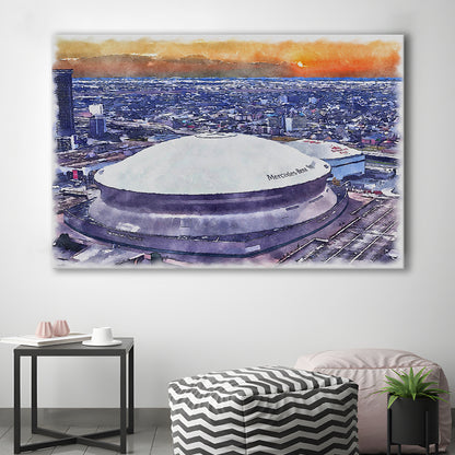 Caesars Superdome, New Orleans Saints Watercolor, Sport Art, Gifts for him, Canvas Print Wall Art