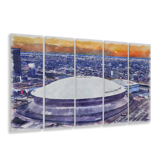 Caesars Superdome, New Orleans Saints Watercolor, Sport Art, Extra Large Canvas Print Wall Art