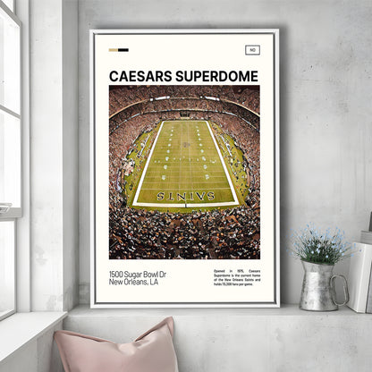 Caesars Superdome Print, New Orleans Saints Stadium Canvas Art, Man Cave Gift, Floating Framed Canvas Print Wall Art