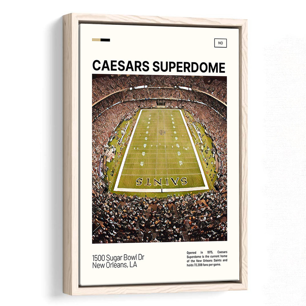 Caesars Superdome Print, New Orleans Saints Stadium Canvas Art, Man Cave Gift, Floating Framed Canvas Print Wall Art