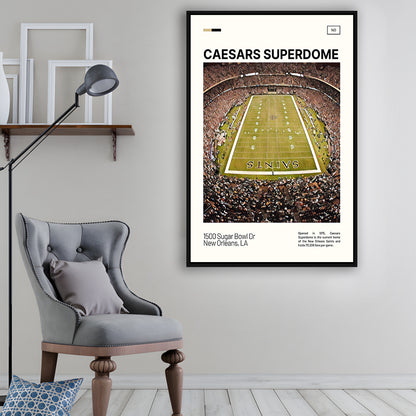 Caesars Superdome Print, New Orleans Saints Stadium Canvas Art, Man Cave Gift, Floating Framed Canvas Print Wall Art