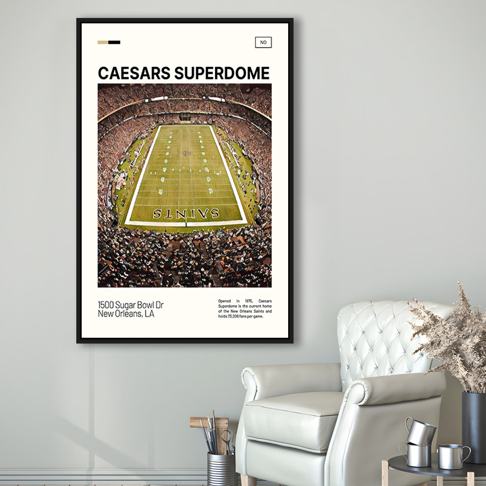 Caesars Superdome Print, New Orleans Saints Stadium Canvas Art, Man Cave Gift, Floating Framed Canvas Print Wall Art