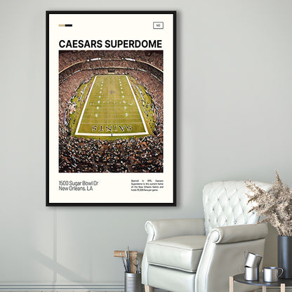 Caesars Superdome Print, New Orleans Saints Stadium Canvas Art, Man Cave Gift, Floating Framed Canvas Print Wall Art