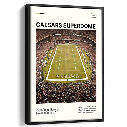 Caesars Superdome Print, New Orleans Saints Stadium Canvas Art, Man Cave Gift, Floating Framed Canvas Print Wall Art