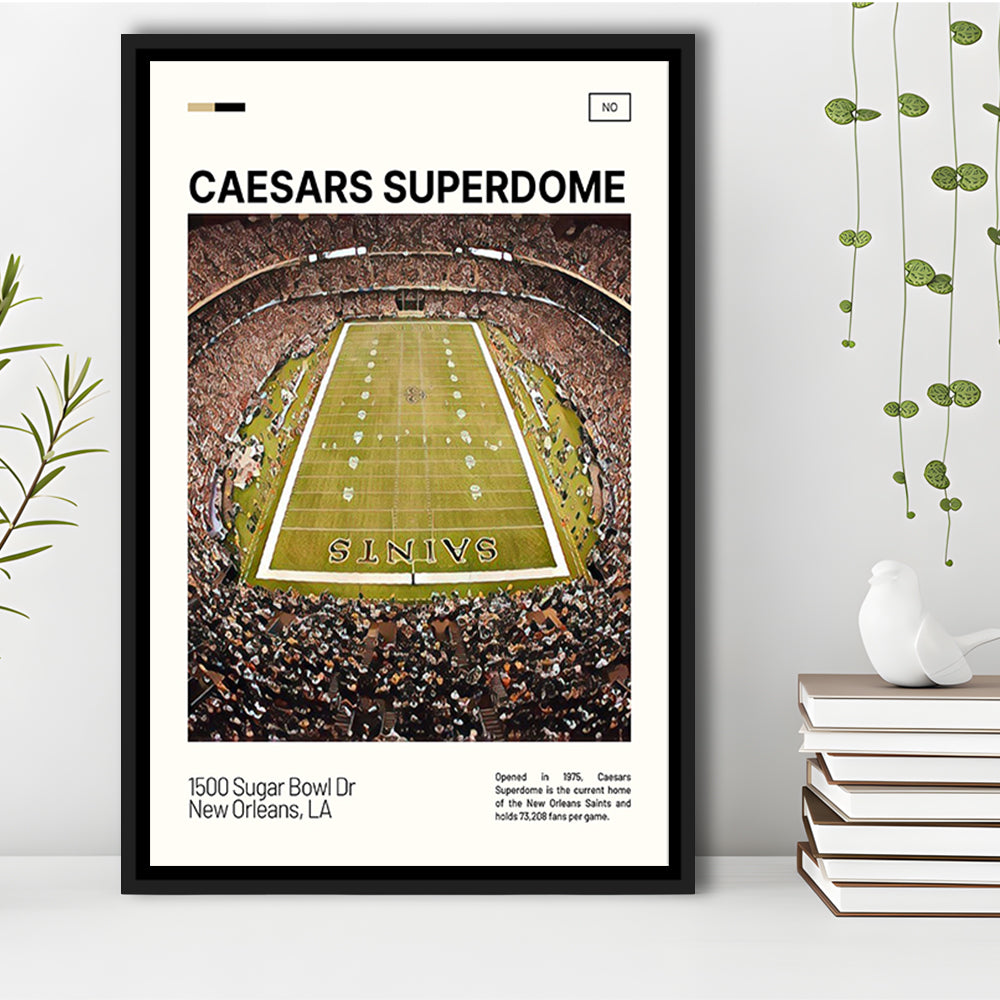 Caesars Superdome Print, New Orleans Saints Stadium Canvas Art, Man Cave Gift, Floating Framed Canvas Print Wall Art