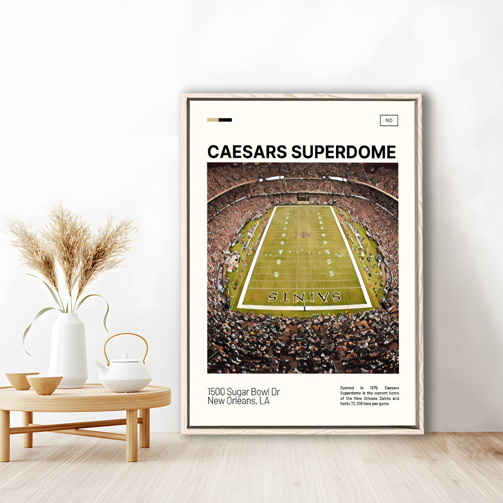 Caesars Superdome Print, New Orleans Saints Stadium Canvas Art, Man Cave Gift, Floating Framed Canvas Print Wall Art