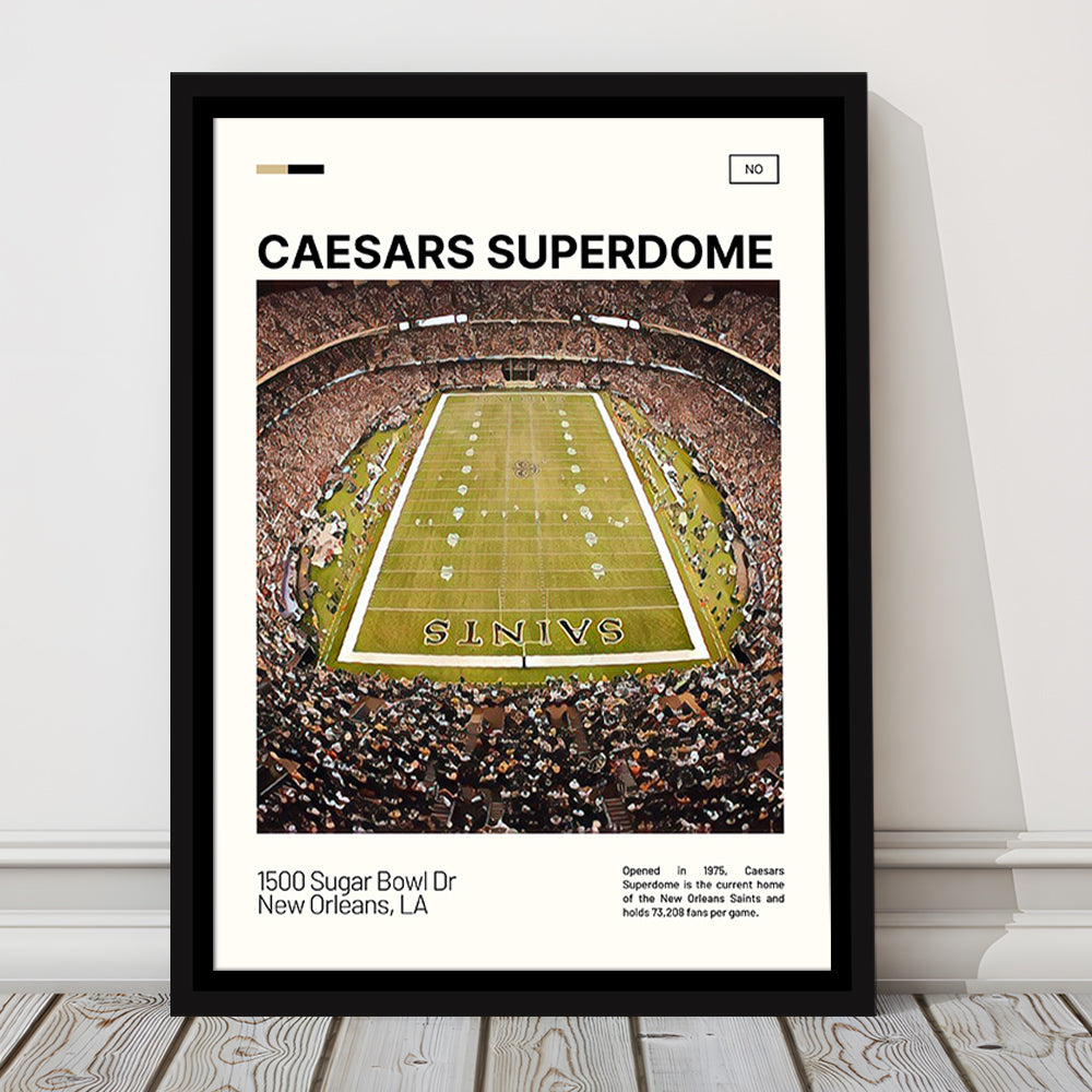 Caesars Superdome Print, New Orleans Saints Stadium Canvas Art, Man Cave Gift, Floating Framed Canvas Print Wall Art