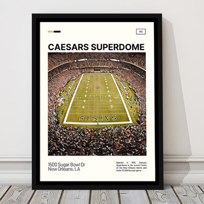 Caesars Superdome Print, New Orleans Saints Stadium Canvas Art, Man Cave Gift, Floating Framed Canvas Print Wall Art