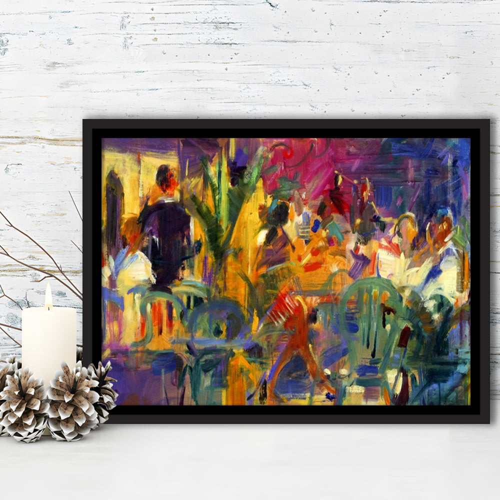 Cafe De La Place, St Paul De Vence Wall Art, Framed Cavas Print, Floating Frame