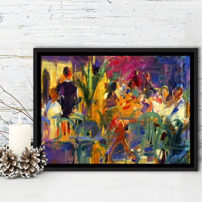 Cafe De La Place, St Paul De Vence Wall Art, Framed Cavas Print, Floating Frame