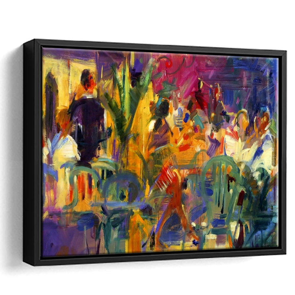 Cafe De La Place, St Paul De Vence Wall Art, Framed Cavas Print, Floating Frame