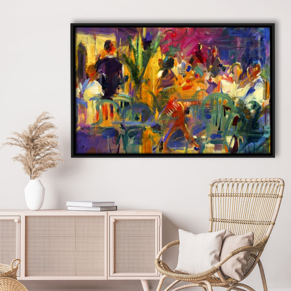 Cafe De La Place, St Paul De Vence Wall Art, Framed Cavas Print, Floating Frame