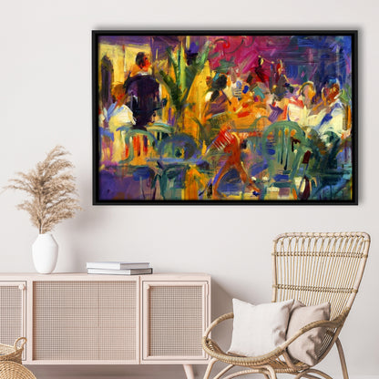 Cafe De La Place, St Paul De Vence Wall Art, Framed Cavas Print, Floating Frame