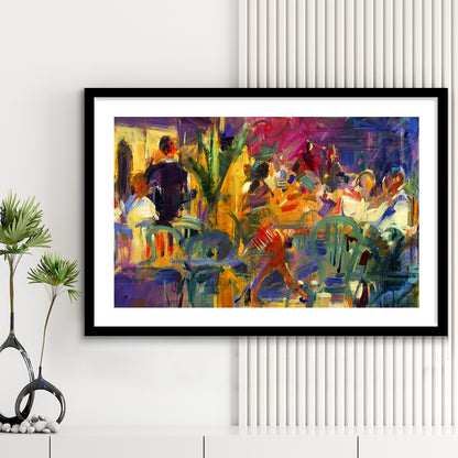 Cafe De La Place, St Paul De Vence Wall Art, Framed Art Print White Border