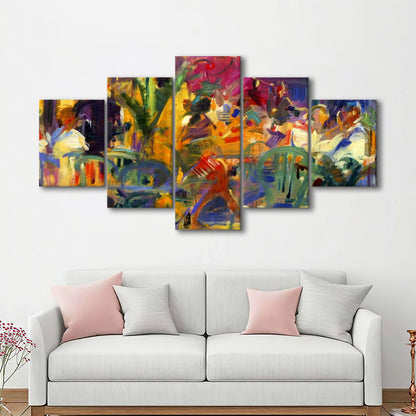 Cafe de la Place, St Paul de Vence Wall Art, 5 Piece Large Cavas Print Wall Art