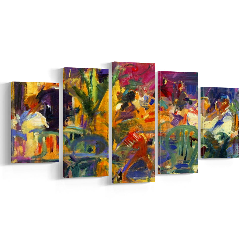 Cafe de la Place, St Paul de Vence Wall Art, 5 Piece Large Cavas Print Wall Art