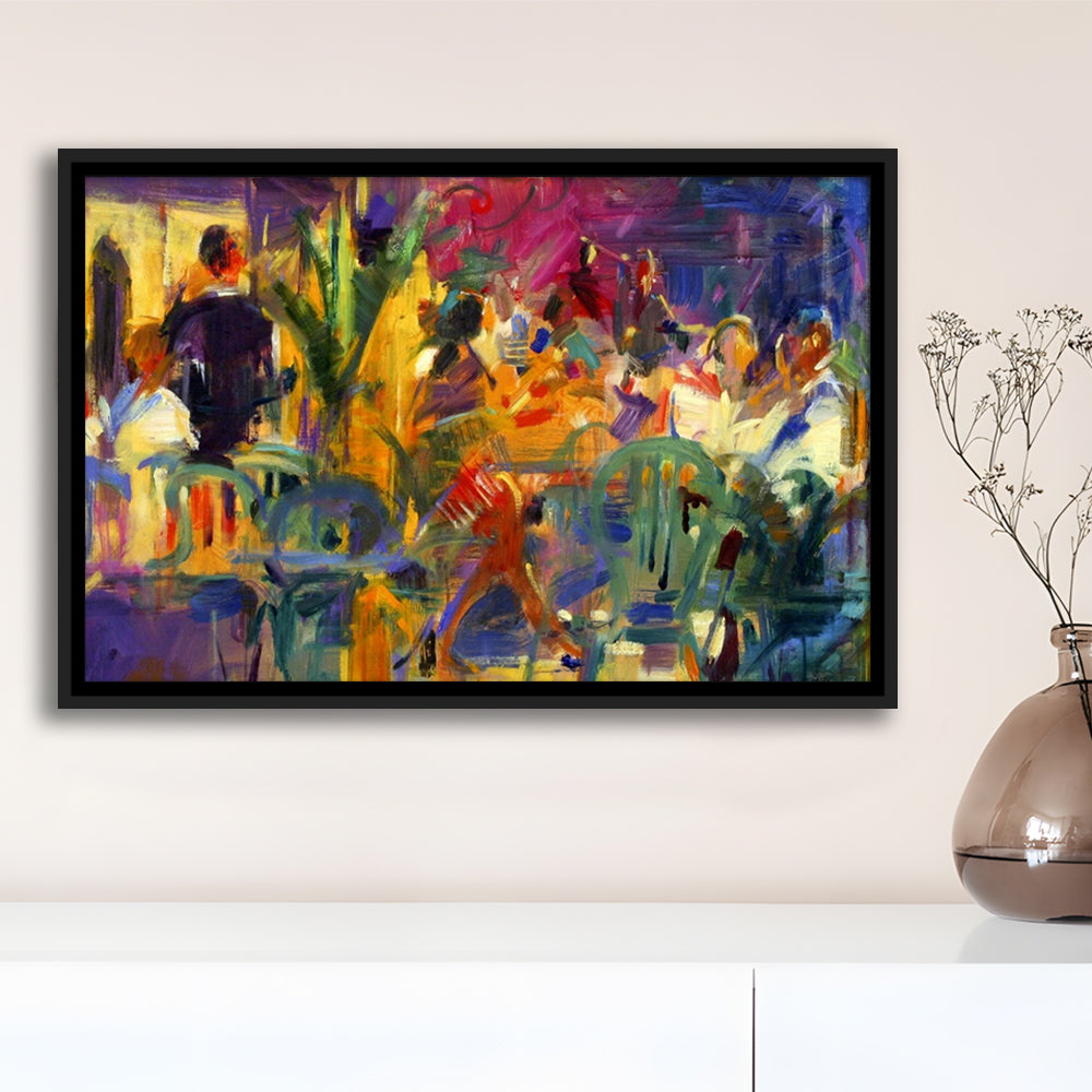 Cafe De La Place, St Paul De Vence Wall Art, Framed Cavas Print, Floating Frame