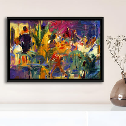 Cafe De La Place, St Paul De Vence Wall Art, Framed Cavas Print, Floating Frame