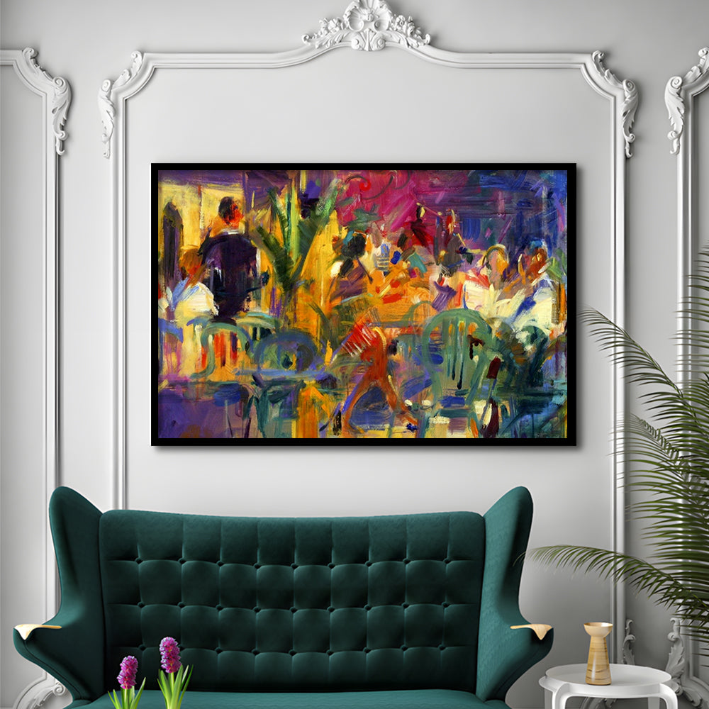 Cafe De La Place, St Paul De Vence Wall Art, Framed Art Print, Picture Framed