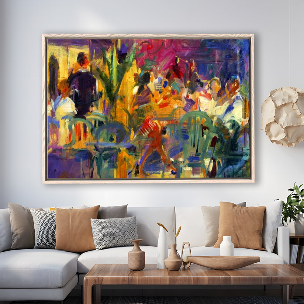 Cafe De La Place, St Paul De Vence Wall Art, Framed Cavas Print, Floating Frame