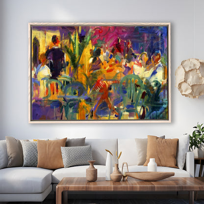 Cafe De La Place, St Paul De Vence Wall Art, Framed Cavas Print, Floating Frame