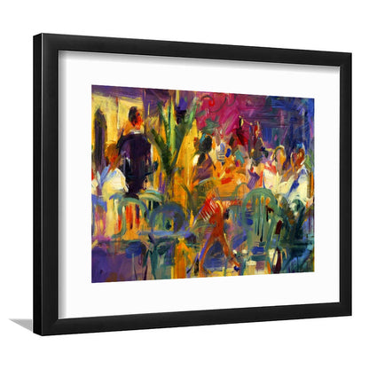 Cafe De La Place, St Paul De Vence Wall Art, Framed Art Print White Border