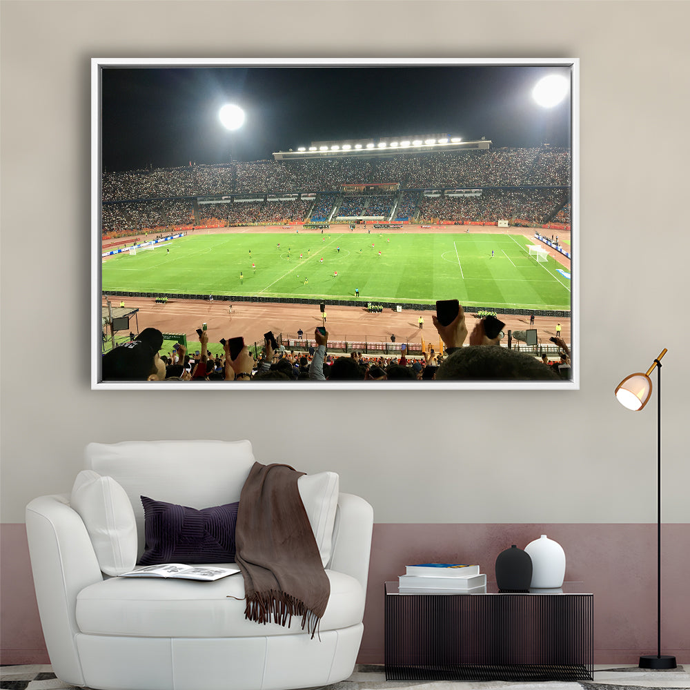 Cairo International Stadium, Stadium Canvas, Sport Art, Framed Canvas Print Wall Art, Floating Frame