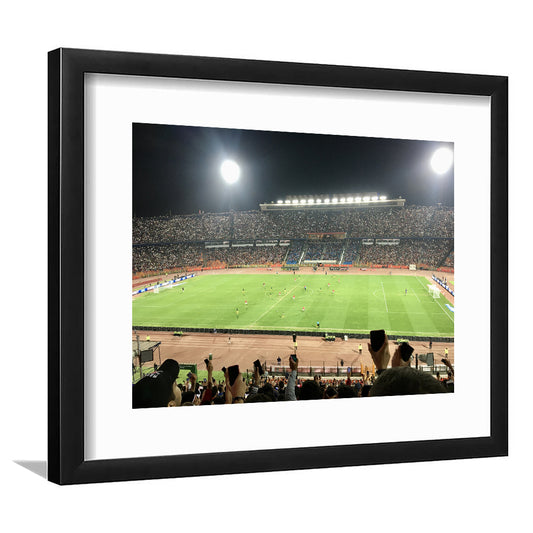 Cairo International Stadium, Stadium Canvas, Sport Art, Gift for him, White Border Framed Art Print Wall Decor