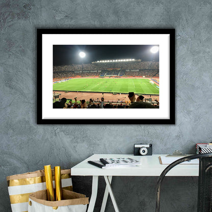 Cairo International Stadium, Stadium Canvas, Sport Art, Gift for him, White Border Framed Art Print Wall Decor