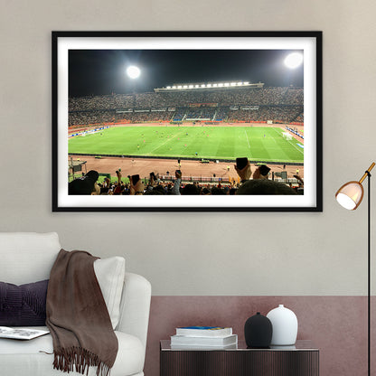 Cairo International Stadium, Stadium Canvas, Sport Art, Gift for him, White Border Framed Art Print Wall Decor