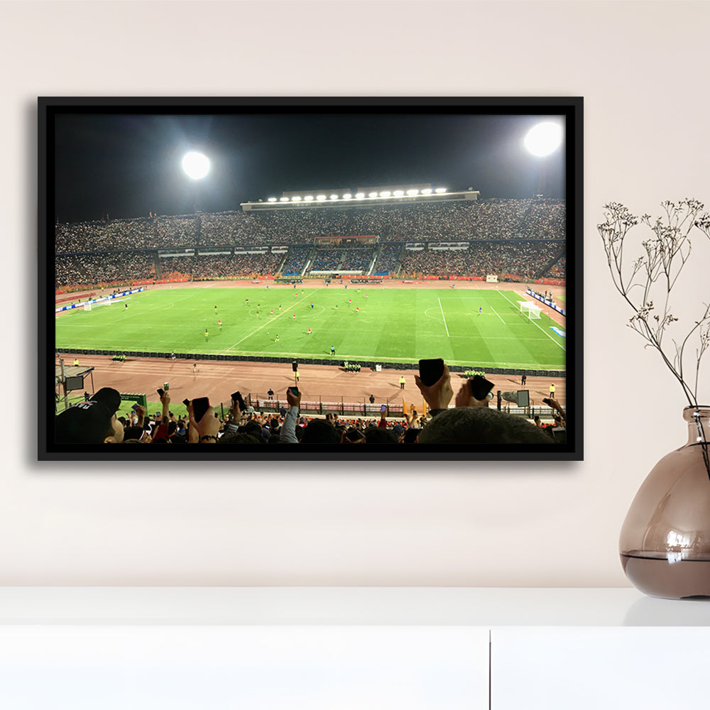 Cairo International Stadium, Stadium Canvas, Sport Art, Framed Canvas Print Wall Art, Floating Frame