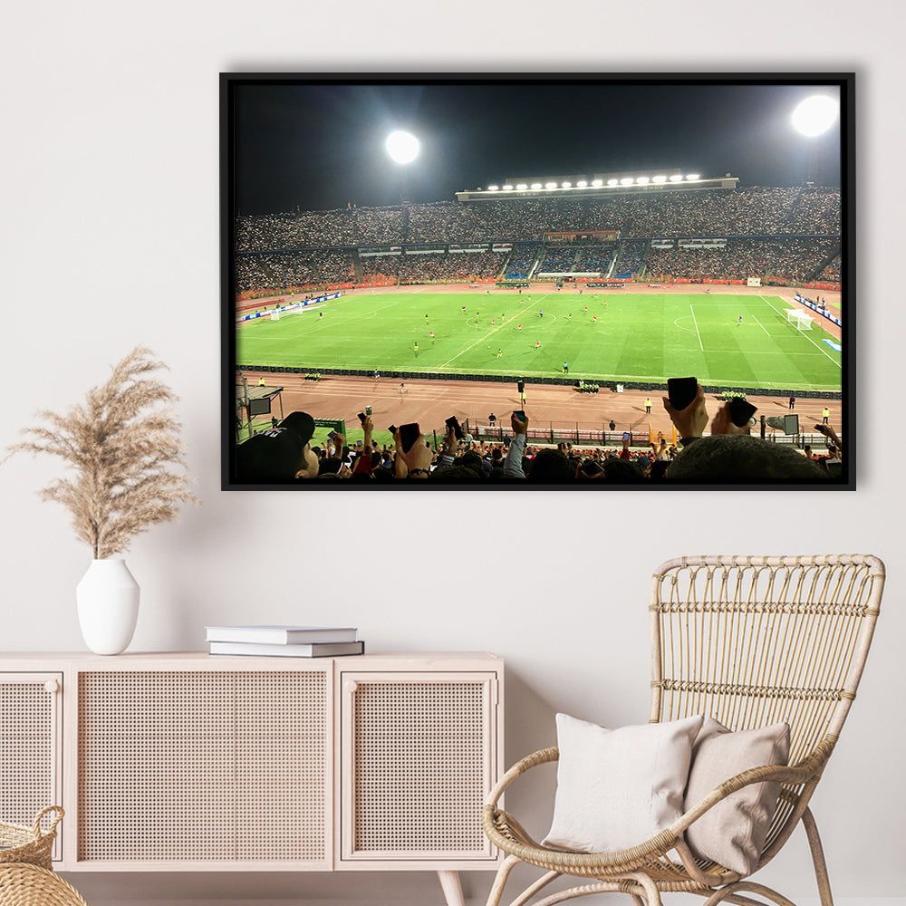 Cairo International Stadium, Stadium Canvas, Sport Art, Framed Canvas Print Wall Art, Floating Frame