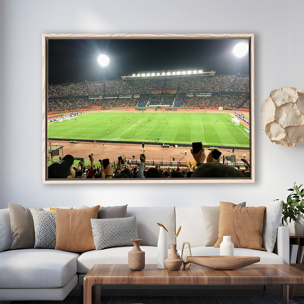 Cairo International Stadium, Stadium Canvas, Sport Art, Framed Canvas Print Wall Art, Floating Frame