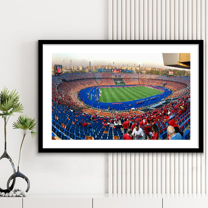 Cairo Stadium, Stadium Canvas, Sport Art, Gift for him, White Border Framed Art Print Wall Decor