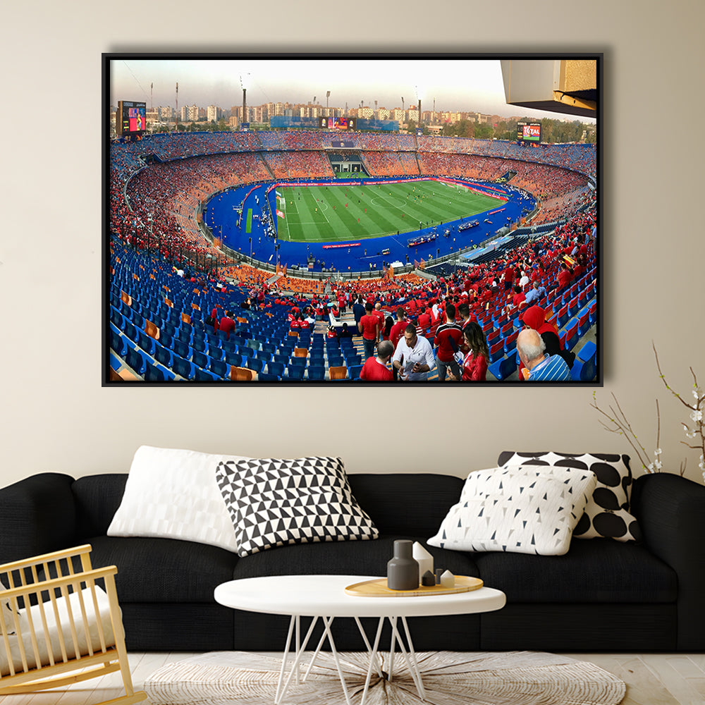 Cairo Stadium, Stadium Canvas, Sport Art, Framed Canvas Print Wall Art, Floating Frame