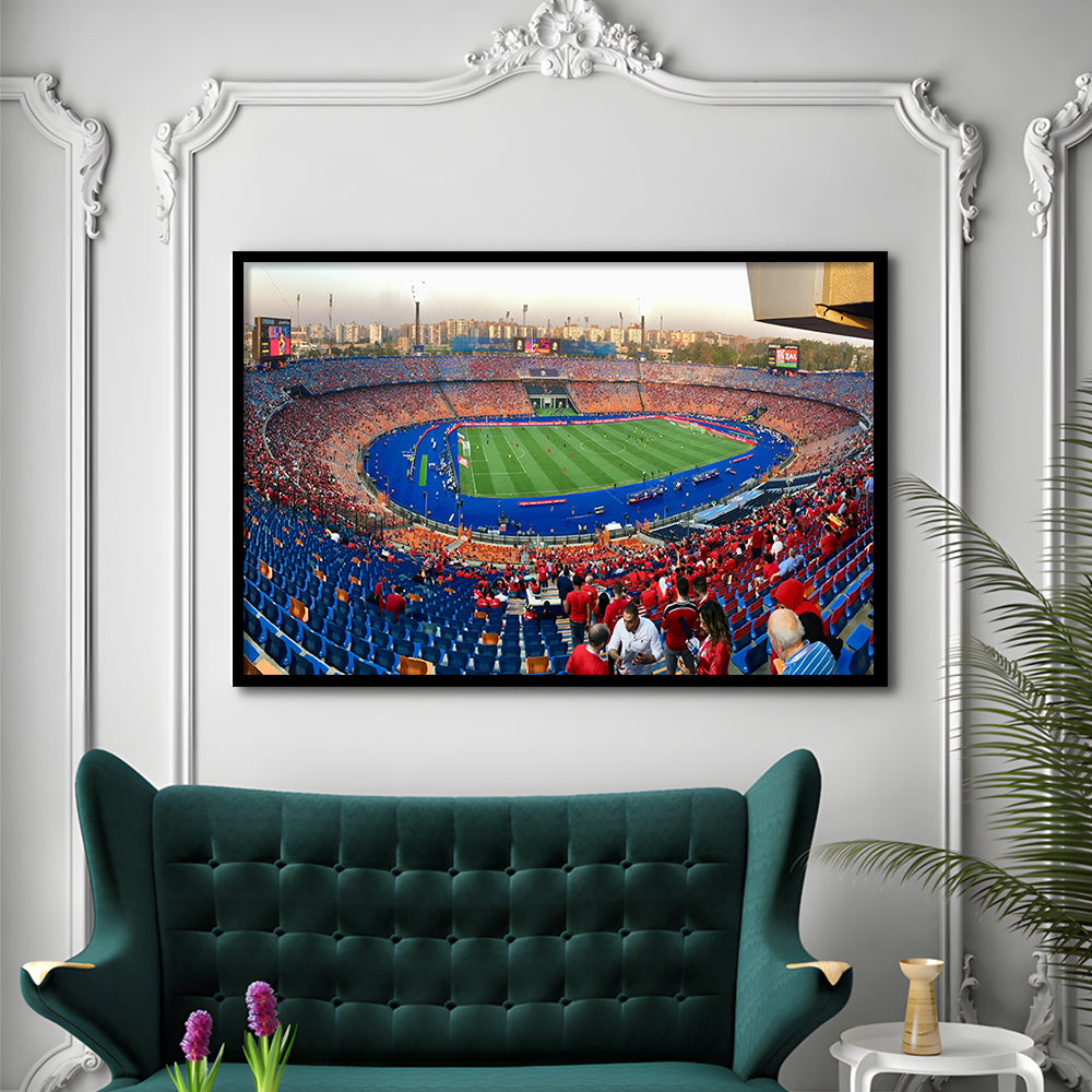 Cairo Stadium, Stadium Canvas, Sport Art, Gift for him, Framed Art Print Wall Decor, Picture Framed