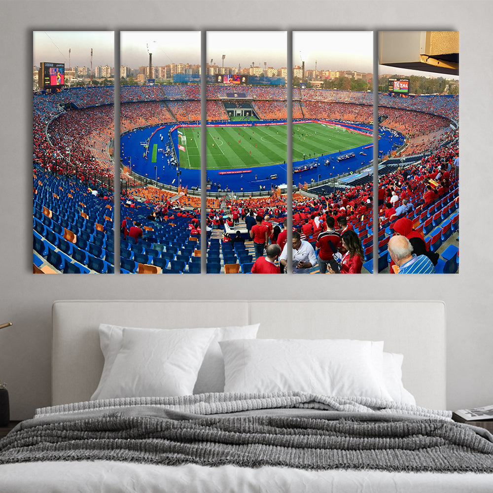 Cairo Stadium, Stadium Canvas, Sport Art, 5 Panel B, Extra Large Canvas, Canvas Print Wall Art