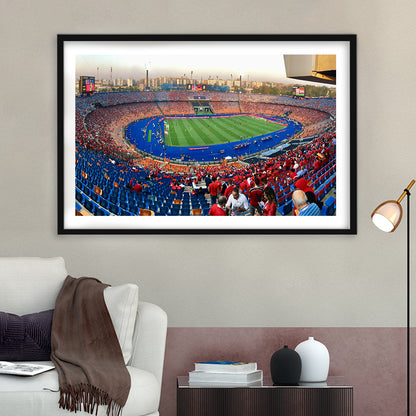 Cairo Stadium, Stadium Canvas, Sport Art, Gift for him, White Border Framed Art Print Wall Decor