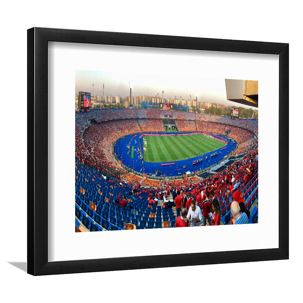 Cairo Stadium, Stadium Canvas, Sport Art, Gift for him, White Border Framed Art Print Wall Decor