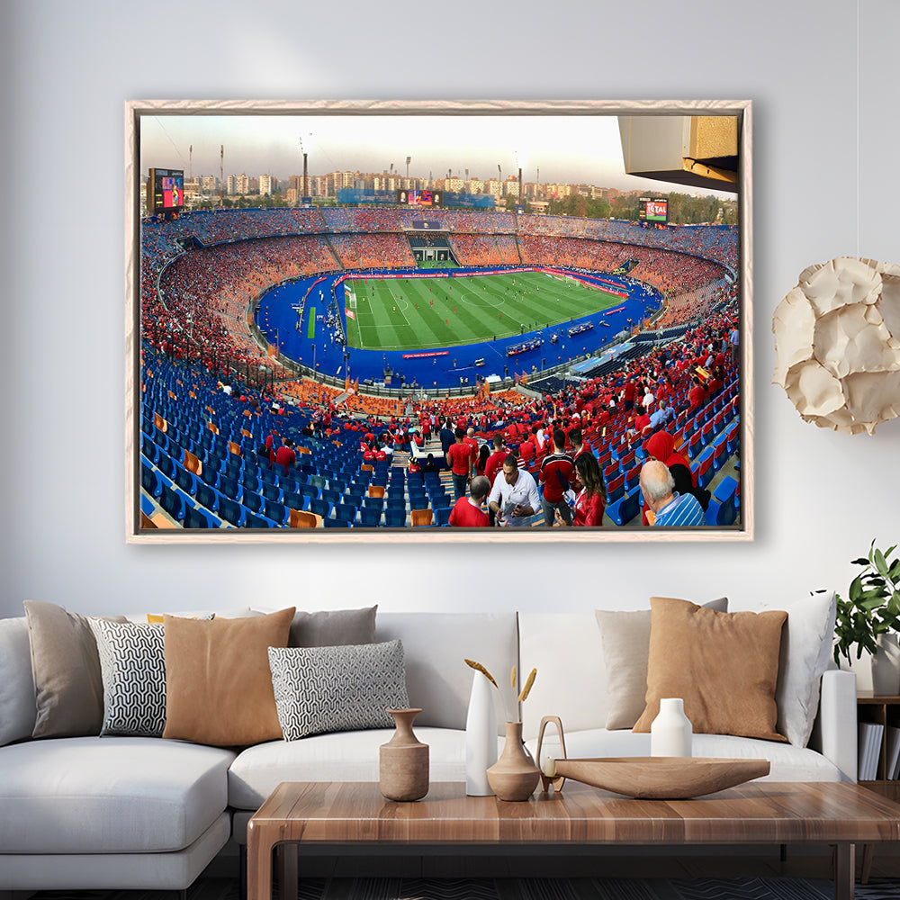 Cairo Stadium, Stadium Canvas, Sport Art, Framed Canvas Print Wall Art, Floating Frame