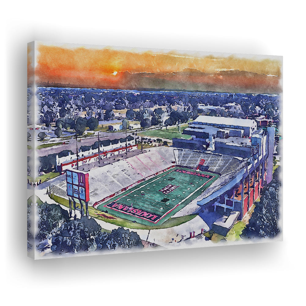 Cajun Field, Louisiana Football Painting Stadium Watercolor, Sport Art, Gifts for him, Canvas Print Wall Art