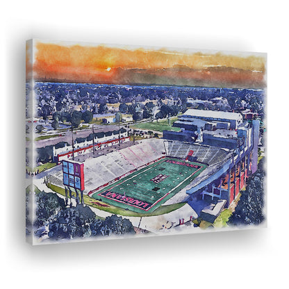 Cajun Field, Louisiana Football Painting Stadium Watercolor, Sport Art, Gifts for him, Canvas Print Wall Art