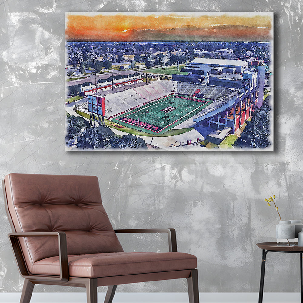Cajun Field, Louisiana Football Painting Stadium Watercolor, Sport Art, Gifts for him, Canvas Print Wall Art